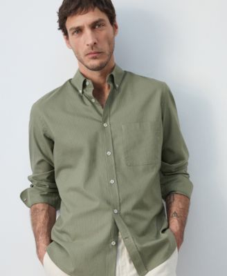 Men's Cotton Striped Regular-Fit Oxford Shirt