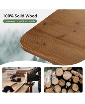 2-Tier Solid Wood Coffee Table, 47.2" Rustic Wooden Rectangular Center Table