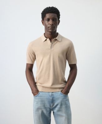Men's Microstructure Fine-Knit Polo Shirt