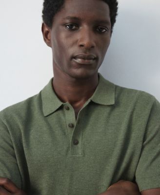 Men's Microstructure Fine-Knit Polo Shirt