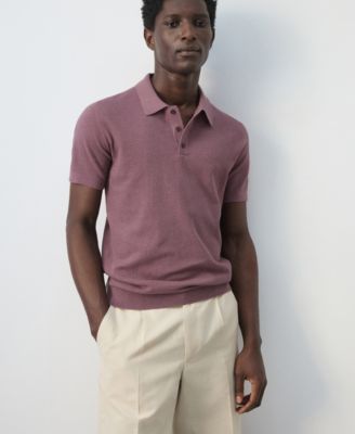 Men's Microstructure Fine-Knit Polo Shirt