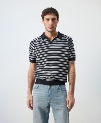 Men's Cotton Striped Knit Polo Shirt