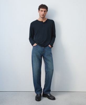 Men's Henley Linen-Blend T-Shirt