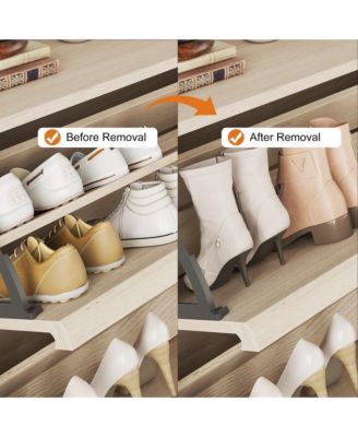 Shoe Cabinet with 4 Flip Drawers, Hidden Shoe Storage Organizer for Entryway, Wooden Shoe Rack with Adjustable Shelf