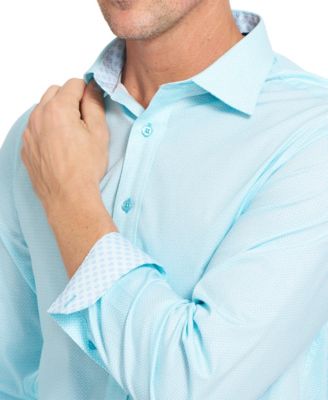 Men's Woven Tonal Dot Button-Front Dress Shirt