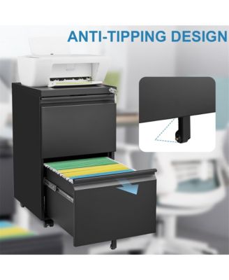 2 Drawers Lock Metal Vertical Office File Cabient With Wheels Mobile
