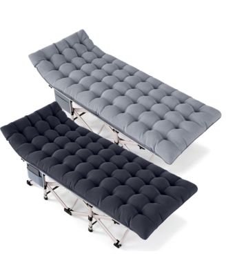 2-Piece Folding Bed Camping Cots with Removable Cotton Mattress (2 in a set), 600 lbs