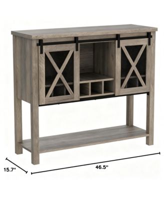 Buffet Cabinet Wine Coffee Bar Table Glass Rack Barn Mesh Door Kitchen Sideshelves
