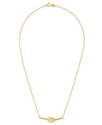 Polished Love Knot Bar Necklace in 14k Gold Over Sterling Silver