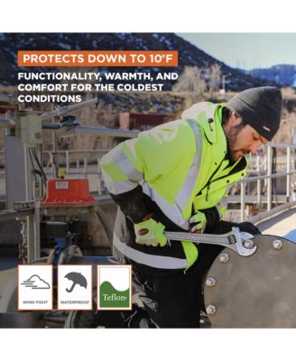 Men's HiVis 3-in-1 Rainwear Jacket - High Visibility, Waterproof, Breathable, Reflective Safety Coat with Removable Liner