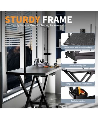  50" Black Professional Electric Dog Grooming Table Height Adjustable with Arm and Tool Organizer