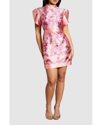 Women's Floral Tulip Sleeve Mini Dress