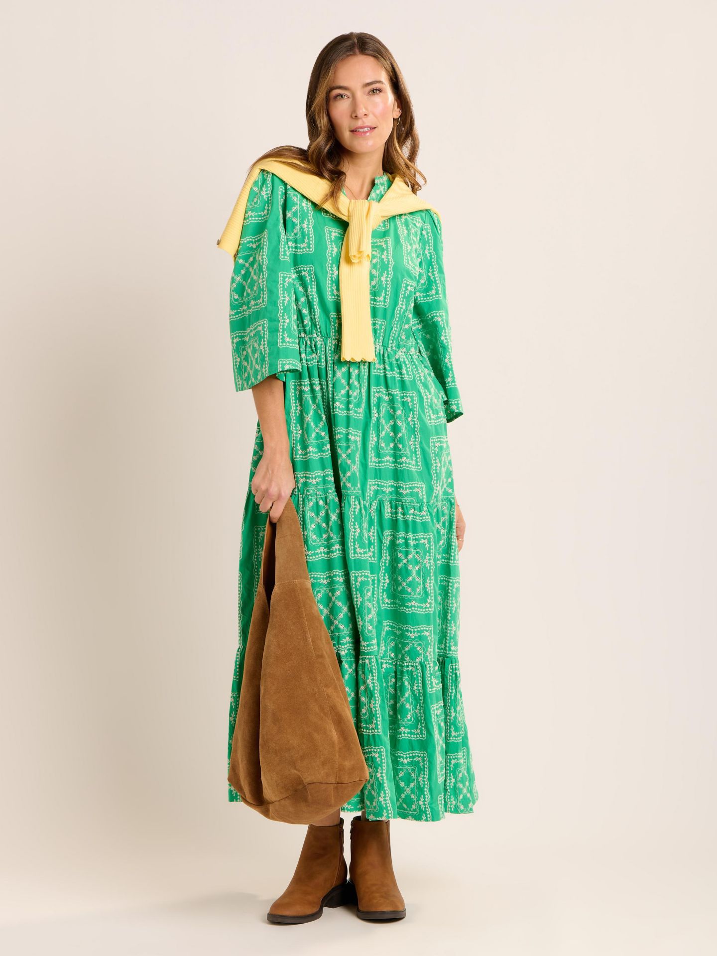 Женское платье Brakeburn Clarisa Embroidered Maxi, цвет: Зелёный — фото 8