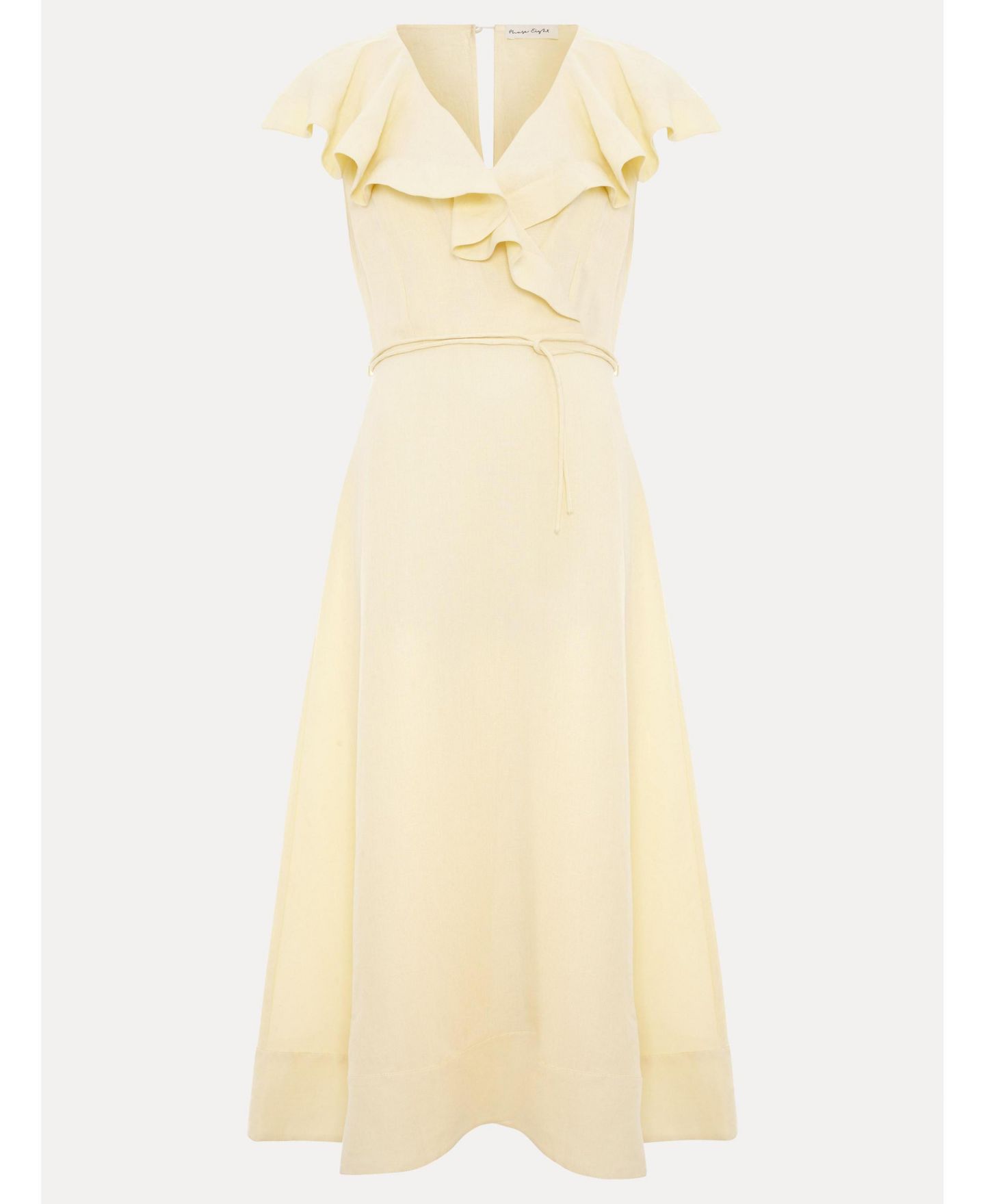 Женское платье Phase Eight Matilda Ruffle Linen Midi, цвет: Бледный жёлтый — фото 3