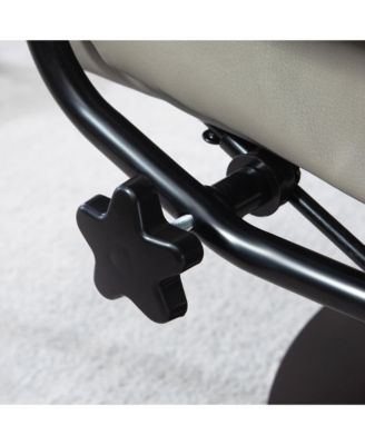 Swivel Recliner with Ottoman, Faux Leather Reclining Chair, Gray