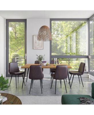 Draper Set of 4 Mid-Century Modern Upholstered Faux Leather Dining Chair