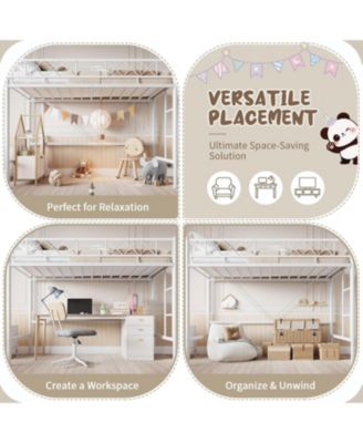 Twin Metal Bed Frame with Heart Design Headboard & Footboard, Heavy Duty Steel Platform Bed, Underbed Storage