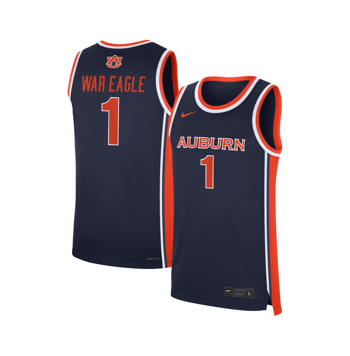 Мужской топ Nike Navy Auburn Tigers 1 Road War Eagle Replica Basketball Jersey — фото 1