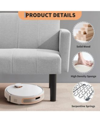 75.5" Linen Flannel Double Sofa Bed, 3-Position Recliner Mid-Century Sleeper