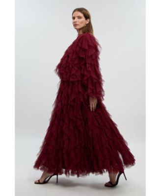 Women's Tulle Ruffle Detail Woven Jacket