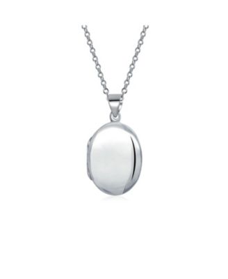 Petite Simple Plain Oval Photo Locket .925 Necklace Pendant