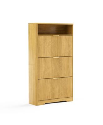 Shoe Cabinet Storage with 3 Flip Drawers, Tall Free Standing Shoe Organizer Rack