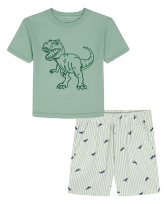 Boys' Toddler 2T-5T Short-Sleeve Dinosaur T-Shirt and Poplin Shorts, 2-Piece Set