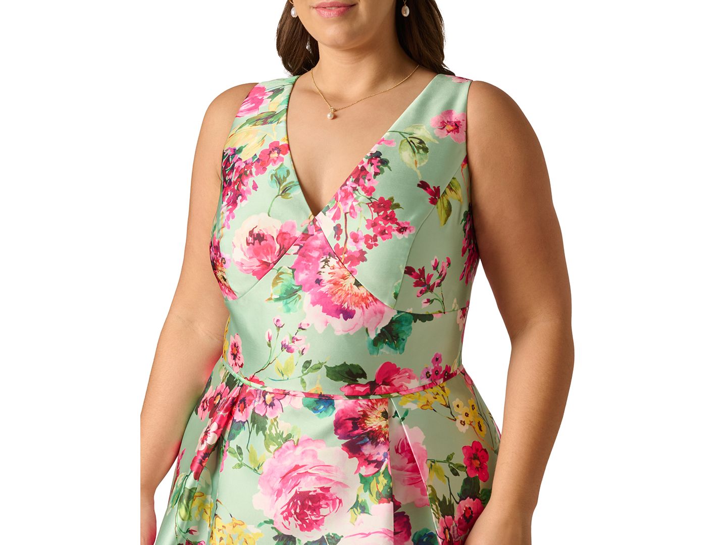 Женское платье Adrianna Papell Plus Size Sleeveless High-Low Printed, цвет: Мятный разноцветный — фото 2