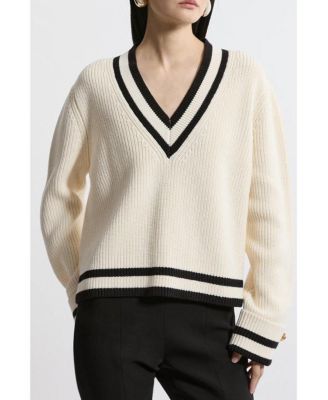 Women's Cotton V-Neck Knit Boxy Jumper