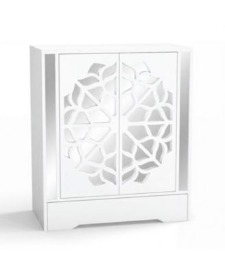 Mirrored Shoe Cabinet 4-Tier Organizer with Large Drawer