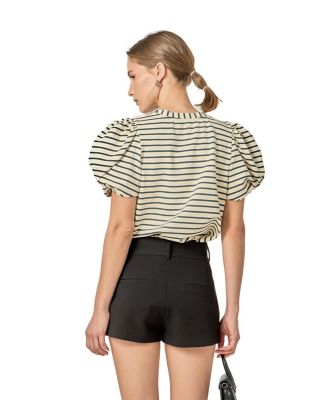 Women's Puff Sleeve Knit Cotton Top