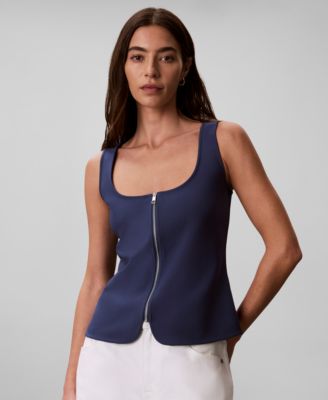 Women's Sleeveless Scoop-Neck Tailored Top