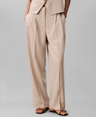 Women's Mid-Rise Pinstripe Wide-Leg Pants