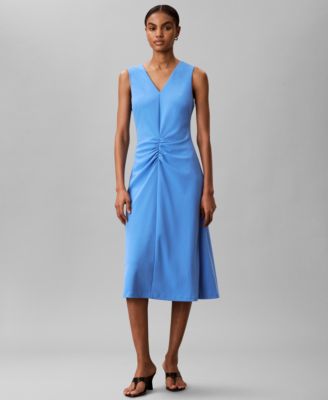 blue sequin bridesmaid dresses Bebe Satin Cowl Neck Wrap Dress Steel Blue