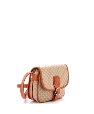 Small Vintage Saddle Flap Shoulder Bag Macadam Coated Canvas