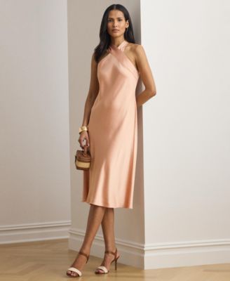 Satin Charmeuse Halter Cocktail Dress