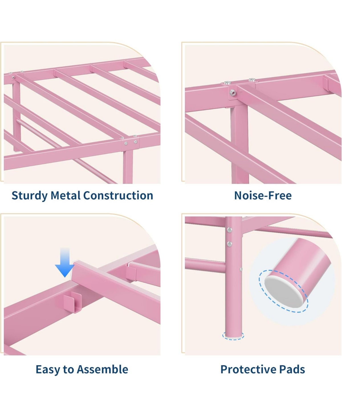 gaomon Twin Xl Kids Bed Frame with Headboard & Footboard, Heart-Shaped Metal Platform Bed, Heavy-Duty Steel Slats, Quiet Support