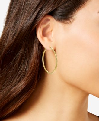 Diamond Cut Hoop Earrings in 10k Yellow Gold