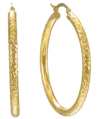 Diamond Cut Hoop Earrings in 10k Yellow Gold