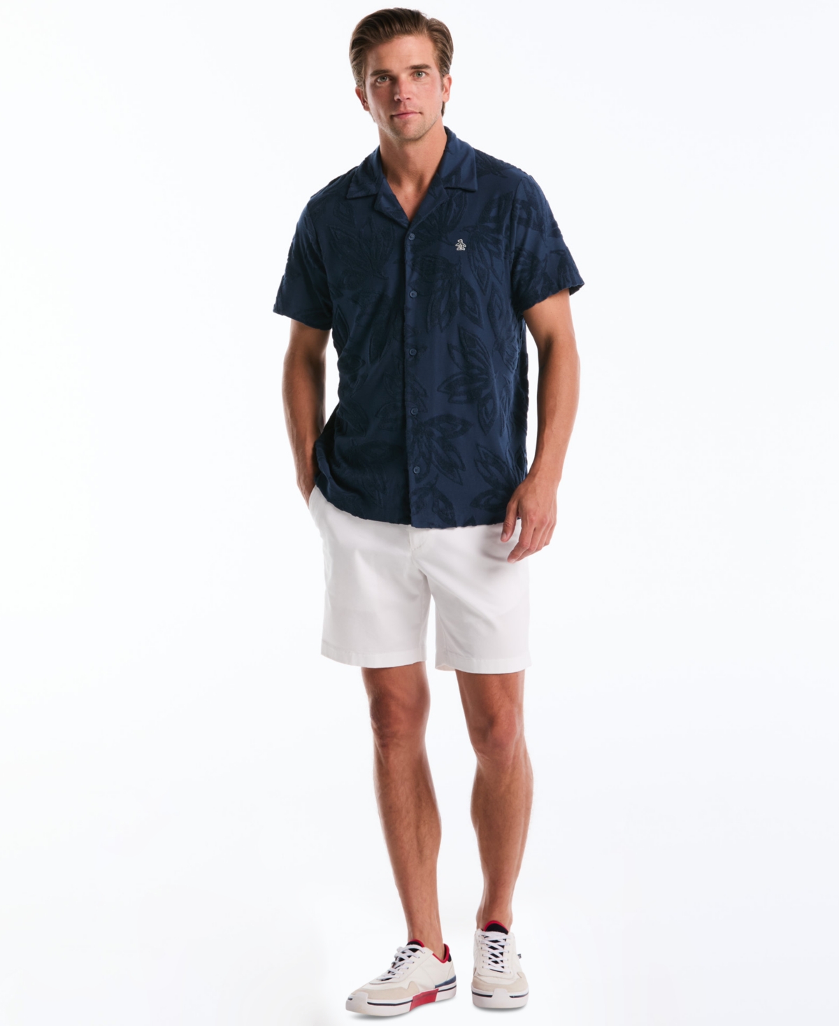 Original Penguin Men's Floral Button Front Short-Sleeve Shirt