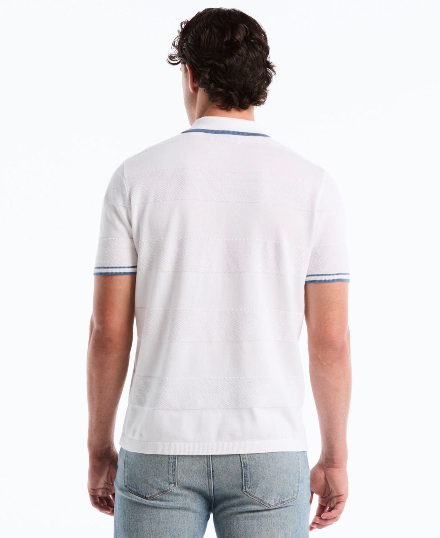 Мужской свитер Original Penguin Cotton Seed Stitch Polo Sweater, цвет: Яркий белый — фото 5