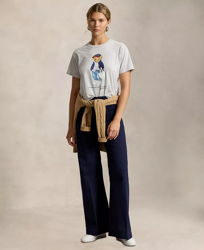 Women's Bear Print Crew Neck T-Shirt - thumbnail 2