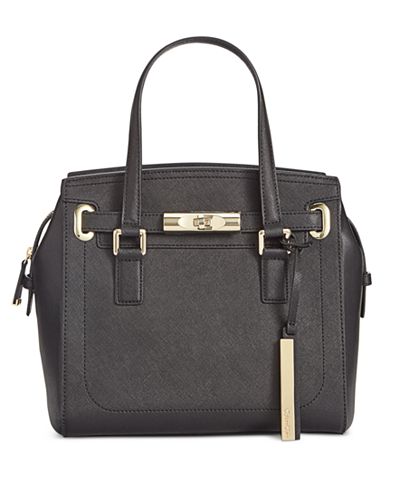 Calvin Klein Mixed Leather Satchel - Handbags & Accessories - Macy's