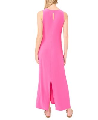 Women's Sleeveless Keyhole-Back Crewneck Maxi Dress