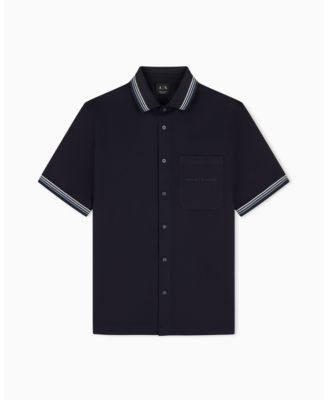 Men's Short Sleeve Twill Shirt with Tipping