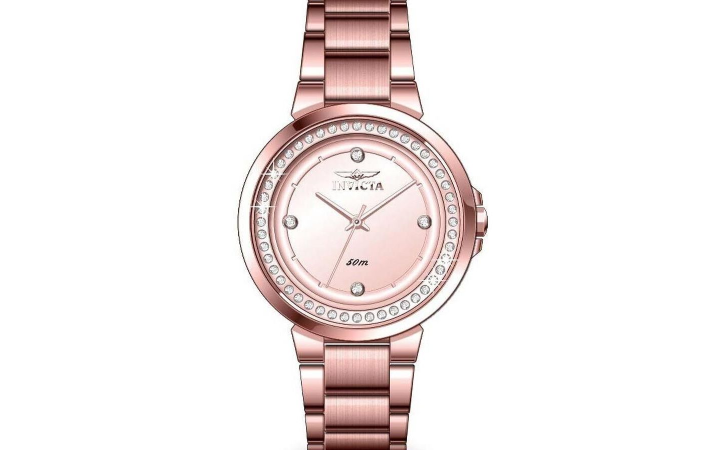 Женские часы Invicta 50167 Angel Quartz PC21S Metal Dial, цвет: Розовое золото — фото 1
