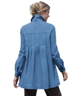 Plus Size Within Pleat-Back Denim Jacket
