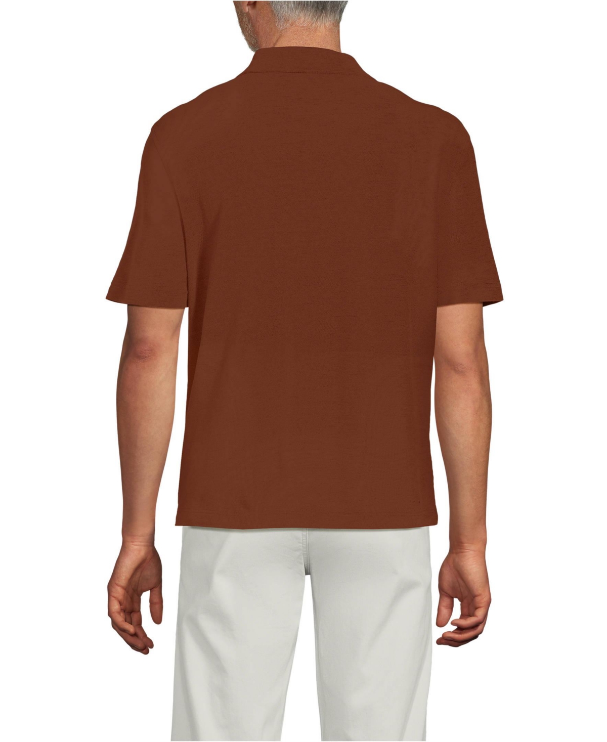 Lands' End Men's Short Sleeve Cotton Linen Button Through Camp Collar Shirt