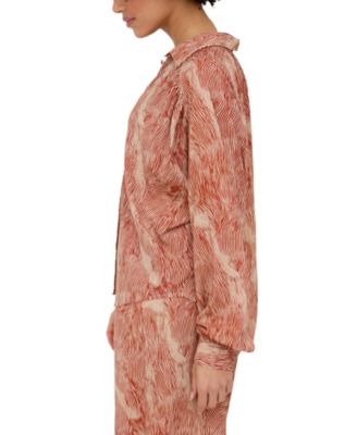 Women's Ginger Button Down Tiger Print Shirt