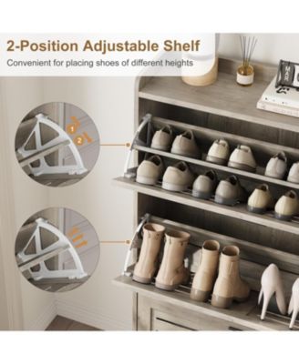 Shoe Cabinet Storage for Entryway, Narrow Shoe Cabinet with Flip Drawers, Freestanding Hidden Slim Shoe Organizer Cabinet